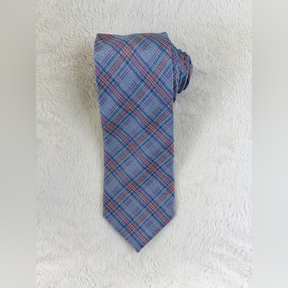 Elegant John Bartlett Blue and Pink Checkered Men's Tie